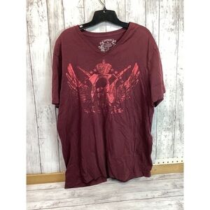 Express Vintage Men's Short Sleeve Maroon Tee Shirt Round Neck Pullover Size XL